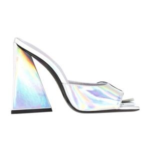 The Attico Devon Iridescent High Heels Geometric Silver